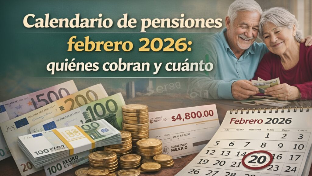 Calendario de pensiones febrero 2026: quiénes cobran y cuánto